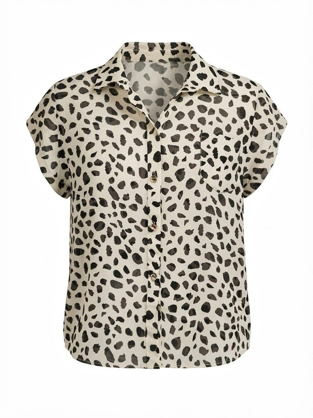 Leopard Print Button Down Blouse